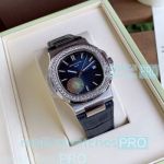 Fast Shipping Replica Patek Philippe Nautilus D-Blue Dial Round Diamond Bezel Watch